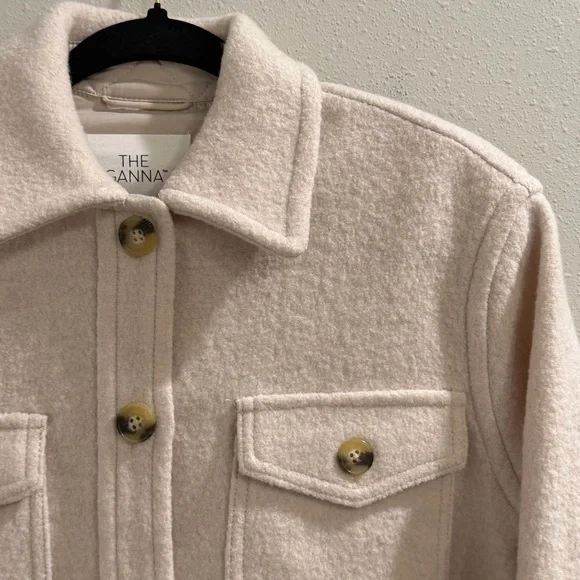 Wilfred Free Aritzia XXS Beige The Ganna Wool Cropped Jacket Button Pockets - Picture 6 of 6